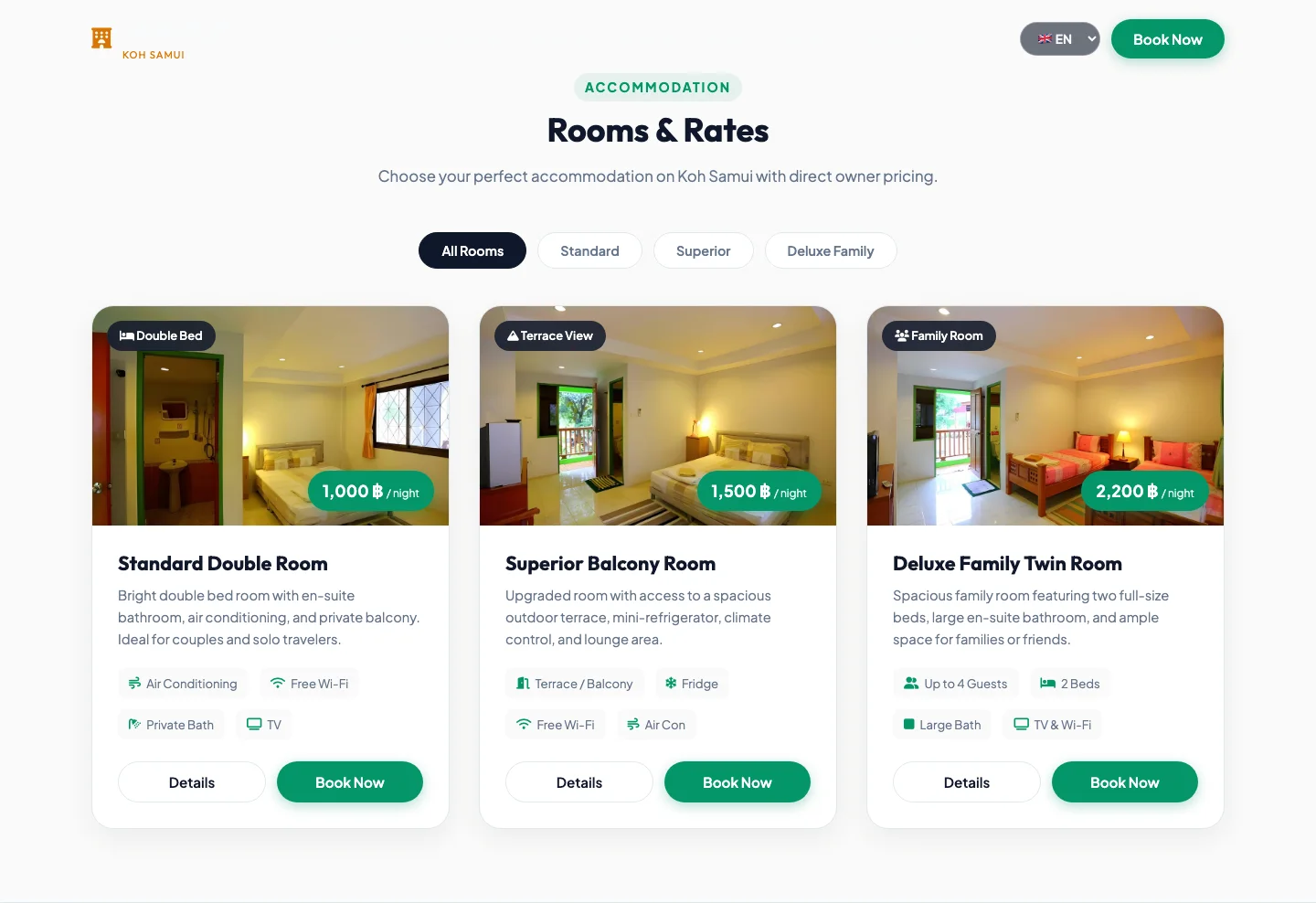 Room discovery section of the Amadeus Hotel website